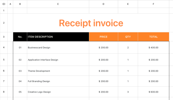 Receipt invoice